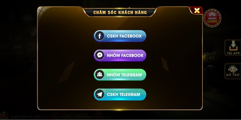 Thông tin liên hệ cổng game