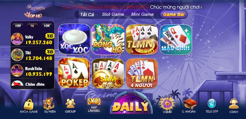 Game bài Sumvip club hấp dẫn