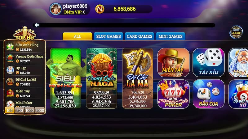 Giao diện cổng game Nagavip được thiết kế bắt mắt
