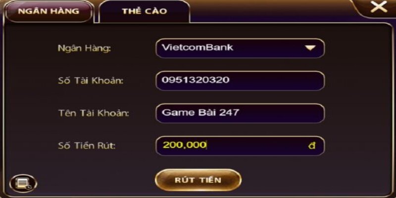 Hướng dẫn các bước rút tiền từ Rong Gold
