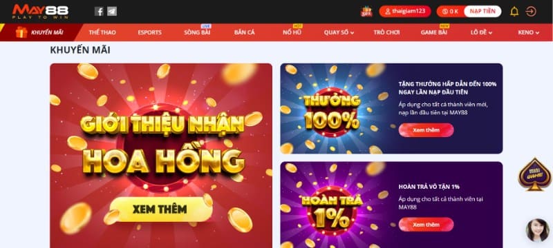 Khám phá các gói khuyến mãi HOT tại MAY88